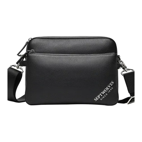 SEPTWOLVES Сумка через плечо из коровьей кожи среднего размера мужская черная