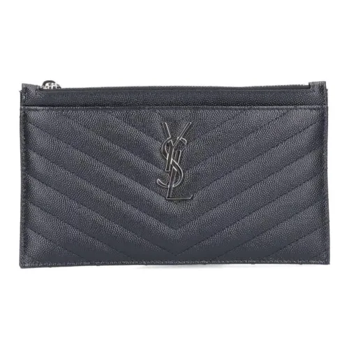 SAINT LAURENT Монограмма Лоскутное шитье Телячья кожа Кошелек Клатч Стандартный Женский Черный