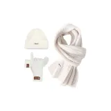 Шарф цвета экрю + бежевая вязаная шапка + бежевые перчатки