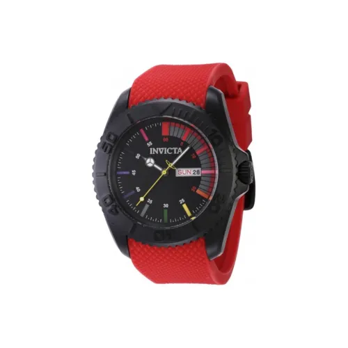 INVICTA Мужские часы Кварцевый механизм Силиконовый ремешок 44 мм Черный циферблат