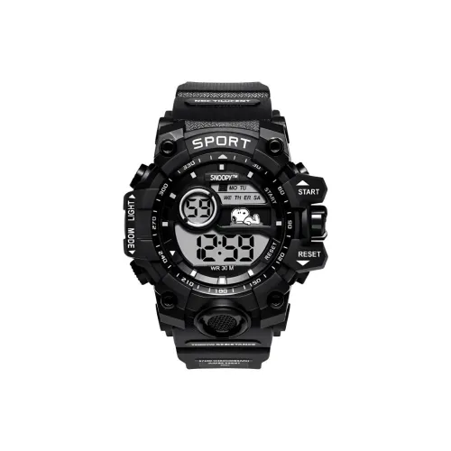 SNOOPY Электронный механизм TPU ремешок Часы Мужские Черный циферблат