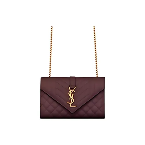 SAINT LAURENT Конверт Телячья кожа Сумка-конверт Сумка через плечо Маленькая Женская Рубиновый Красный