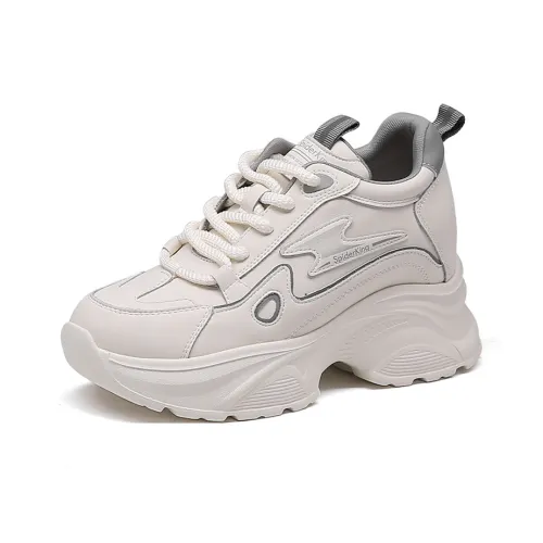 Spider King Low Топ Толстая подошва Кроссовки Женские Бежево-Серые