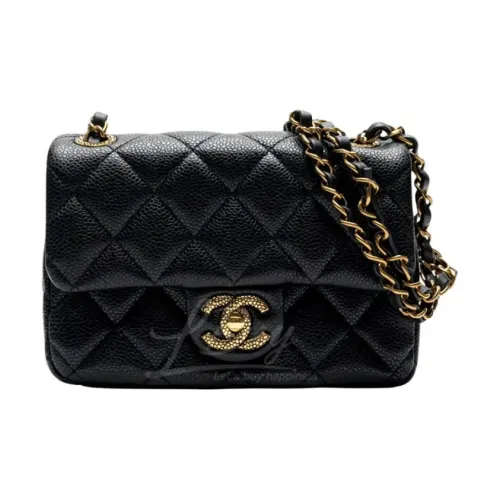 CHANEL Сумка с цепочкой из икорной коровьей кожи сумка через плечо мини женская черная