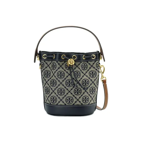 TORY BURCH T Monogram Кожа Ведро Сумка Сумка через плечо Сумка Мини Женская Темно-синий Деним
