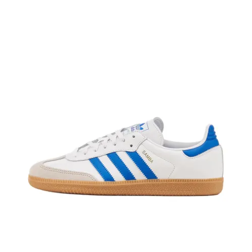 Adidas Originals SAMBA OG Slip-resistant Abrasion-resistant Low Top Детские Скейтбординг Белый Синий Подростки