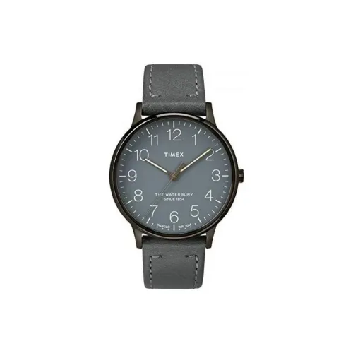 TIMEX Кварцевые часы Кожаный ремешок 40 мм Серый циферблат Унисекс