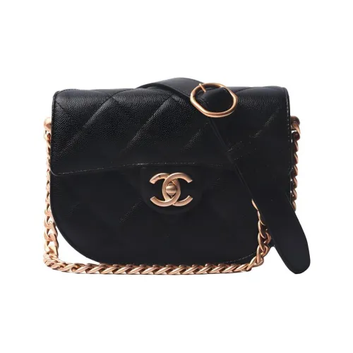 CHANEL Кожа Седло Сумка Сумка через плечо Женская Черная