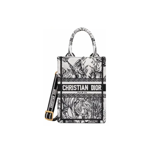 DIOR Вышивка Тоут Сумка Сумка для покупок Чехол для телефона Сумка через плечо Сумка Мини Женская Белая Черная