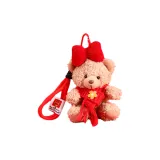 Новогодний плюшевый медведь-подвеска - красный шарф