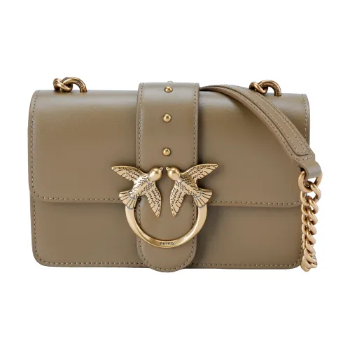 PINKO SIMPLY Телячья кожа Swallow Сумка Сумка через плечо Мини Женская Оливковый