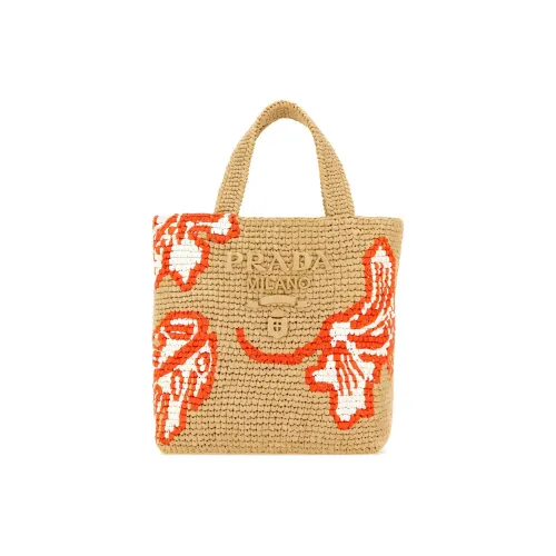 PRADA Raffia Tote Bag Shopping Bag Women's Tote Bag Khaki Red PRADA Рафия Тоут Сумка Сумка для покупок Женская Сумка Хаки Красный