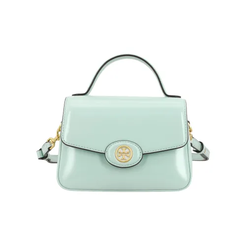 Tory Burch Robinson Лакированная кожа Сумка через плечо Сумка Маленькая Женская Светло-синяя