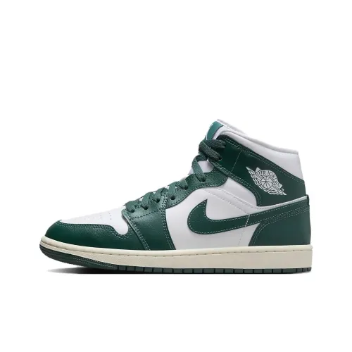 Jordan Air Jordan 1 MID Топ Винтажные баскетбольные кроссовки Женские Зеленый белый