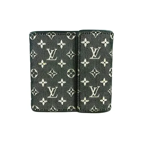LOUIS VUITTON Холст и кожа Кошелек для монет Мини Женский Черный