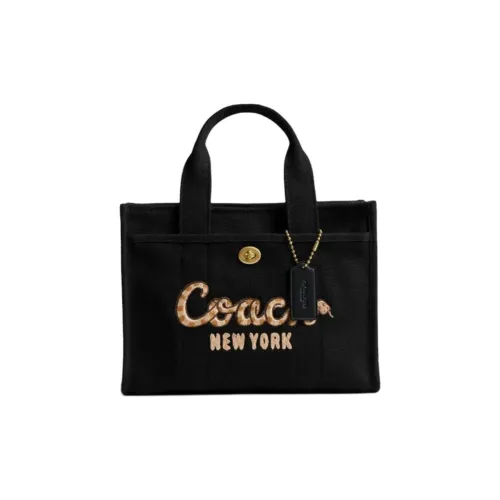 COACH Cargo Ткань Тоут Сумка Сумка для покупок Сумка на плечо Сумка среднего размера Женская Черная