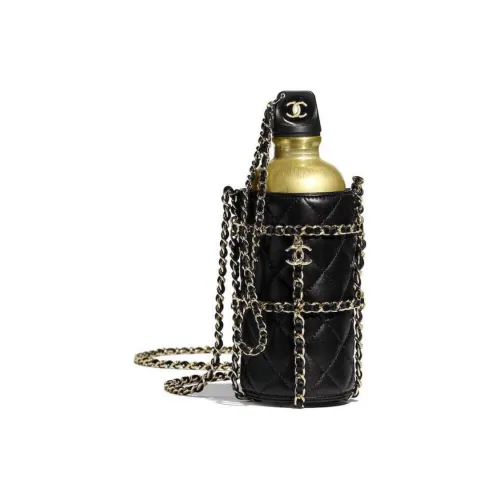 CHANEL Сумка из коровьей кожи для бутылки с водой сумка с цепочкой сумка через плечо маленькая женская черная