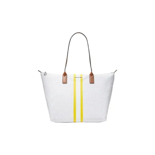 MICHAEL KORS MICHAEL KORS Luggage Collection Холст с кожей Тоут Сумка Сумка через плечо Большая Женская Белая