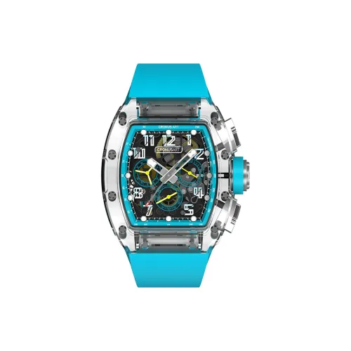 CRONUSART Крест Time Tunnel Автоматический Механический Механизм Резиновый Ремешок Часы Унисекс Синий Циферблат