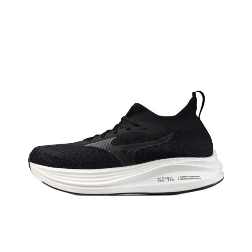 Mizuno Slip-resistant Abrasion-resistant Low Top Casual Running Shoes Unisex Black White Мицубо Противоскользящие Устойчивые к истиранию Низкие Топ Повседневные Беговые Кроссовки Унисекс Черный Белый
