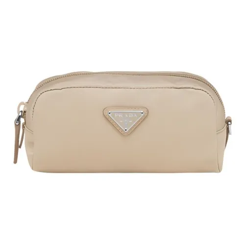 PRADA RE Нейлоновая ткань Переносной косметичка сумка для туалетных принадлежностей Стандартная Женская Бежевая