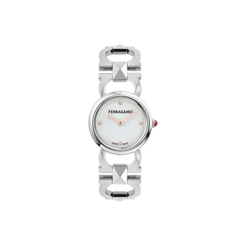 Ferragamo Женские часы Кварцевый механизм Ремешок из нержавеющей стали 25 мм Белый циферблат