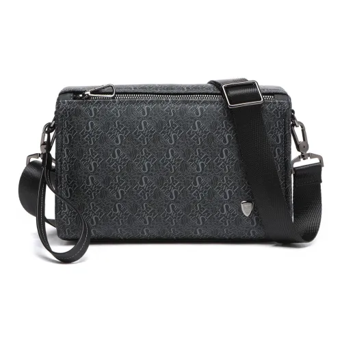 SEPTWOLVES Сумка через плечо из коровьей кожи стандартная мужская черная