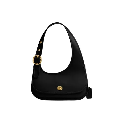 COACH Cashin Коровья кожа Сумка на плечо Большая Женская Черная