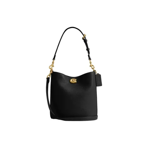 COACH Willow Коровья кожа Ведрообразные сумки Сумки через плечо Сумка через плечо Маленькая Женская Черная