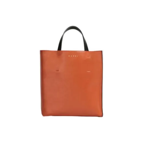 MARNI Телячья кожа Тоут Сумка Сумка для покупок Сумка через плечо Сумка Женская Коричневая и Серебряная