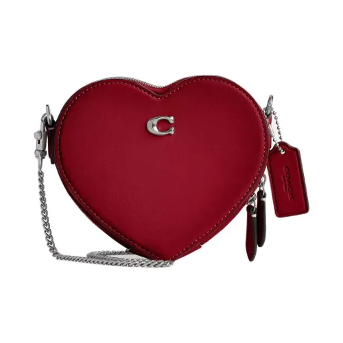 COACH Сердце Кожа Сердце Формированная Сумка Сумка на плечо Мини Женские RUBY RED