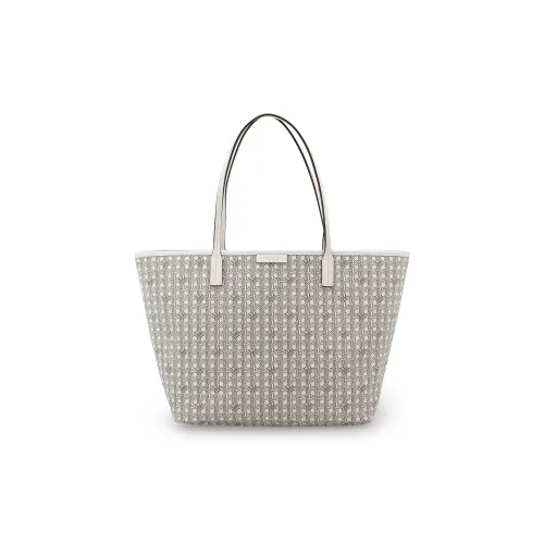 TORY BURCH Покрытый холст Комбо Сумка Тоут Сумка Сумка для покупок Сумка Сумка через плечо Средний Женская Слоновая кость