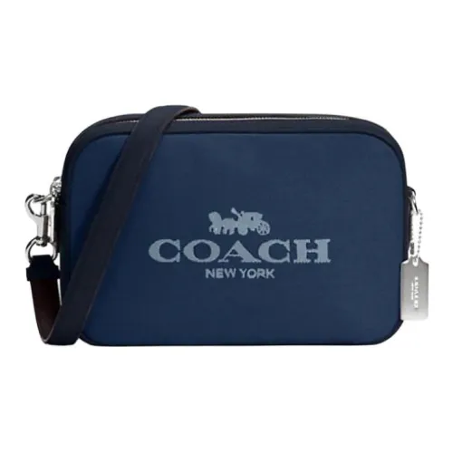 COACH Jes Кожа Маленькая Квадратная Сумка Чехол для телефона Сумка через плечо Женская Темно-Деним Синий