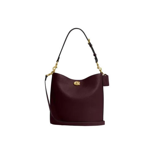 COACH Willow Коровья кожа Ведрообразная сумка Сумка через плечо Большая Женская Мерло Вино Красный