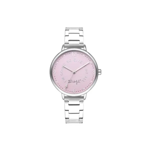 Mr Wonderful Watch Кварцевый механизм Стальной ремешок 36 мм Розовый циферблат Женские часы