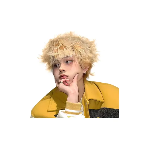 UMIFFA Золотой Короткий Кудрявый Мужская Перука Стильный Латинский Кудрявый Высокотемпературная Пряжа Короткие Кудрявые Волосы