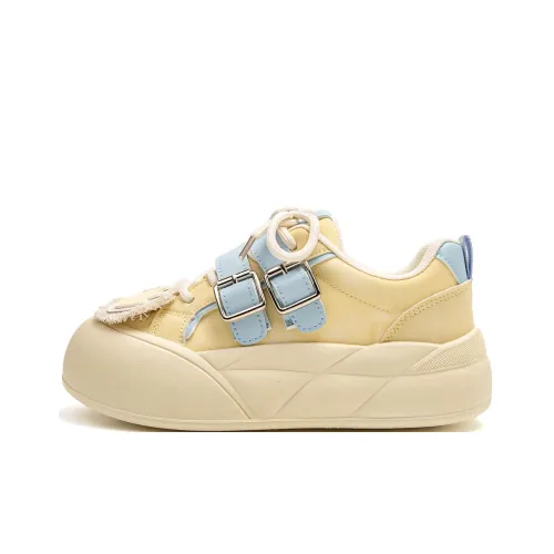 Far Waves Slip-resistant Abrasion-resistant Low Top Скейтборд Кроссовки Женские Желто-синие