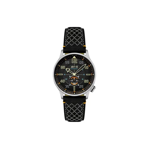 AVI 8 Мужские наручные часы Автоматический механический механизм Черный циферблат