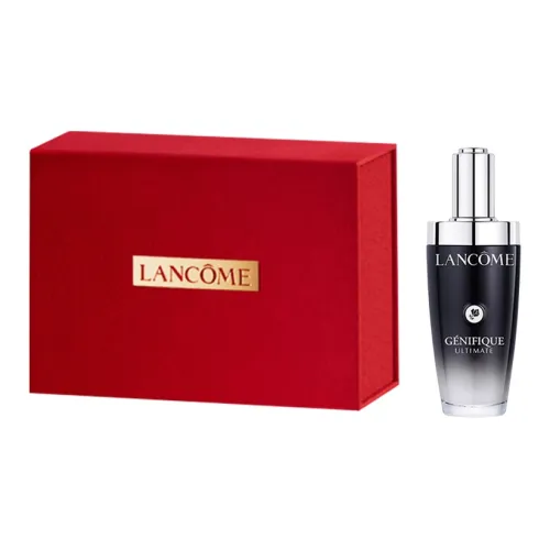 LANKOU Новогодний красный Велюр Лимитированная подарочная коробка Супер Ремонт Черная бутылка Сыворотка Увлажняющая и Гидратирующая 50 мл