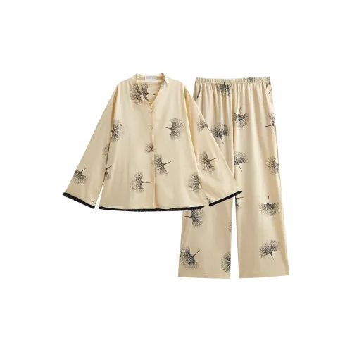 Same Language Пижамный комплект Женский Светло-желтый · Абрикосовый желтый