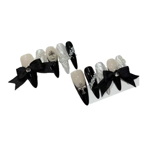 LIANJING [Темный рыцарь] Ручная работа Искусственный Ногтек Эксклюзивный Роскошный Осветляющий Готический стиль 32 мм Острый Тип