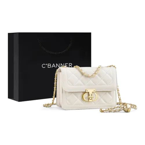 C°BANNER Коровья кожа Одно плечо Через плечо Цепочка Маленькая квадратная сумка Женская Milkshake белый