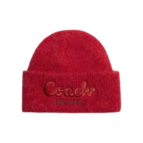 COACH Sheepskin Beanies Unisex Red COACH Шапки-бини из овечьей шерсти Унисекс Красный