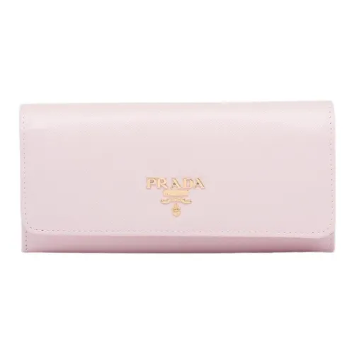 PRADA Saffiano Коровья кожа Держатель для карт кошелек Женский Светло-розовый
