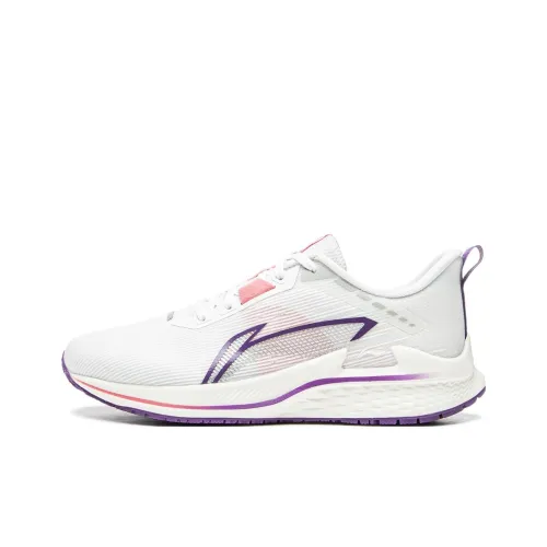 LiNing Slip-resistant Abrasion-resistant Breathable Low-top Casual Running Shoes Women's White Purple