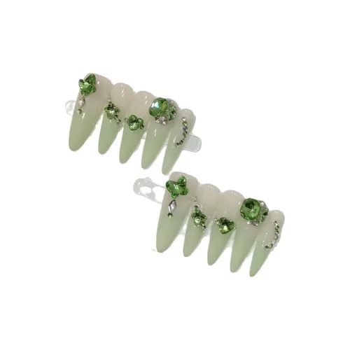 LIANJING [Нарцисс] Ручная работа Искусственный Ногтик Летний Зеленый Виноград Премиум Белый Улучшающий Ногтевой Стикер 32 мм Острый Тип