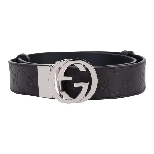 GUCCI Ремни из коровьей кожи унисекс темно-коричневый ширина 3,7 см