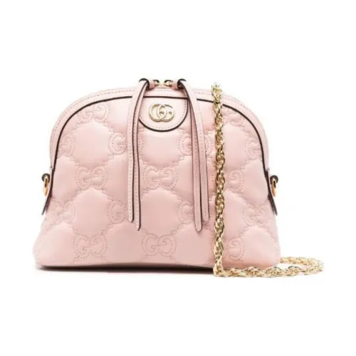 GUCCI GG Matelassé Кожа Плечевая Сумка Маленькая Женская Светло-Розовая