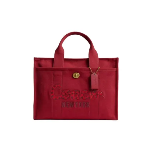COACH Ткань Тоут Сумка Сумка для покупок Сумка через плечо Сумка Большая Женская Красная