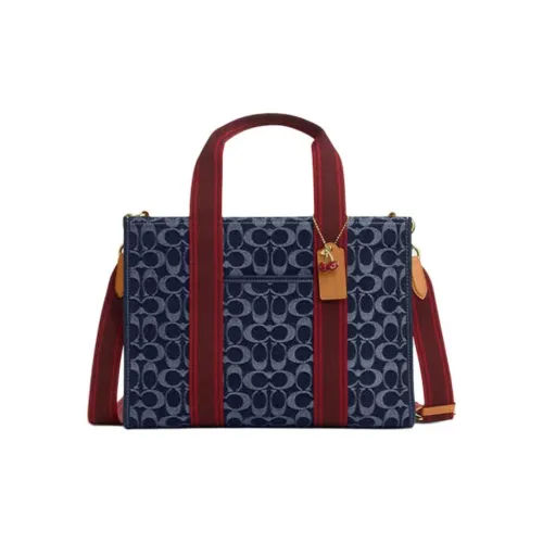 COACH Smith Ткань Тоут Сумка Сумка для покупок Сумка через плечо Сумка Большая Женская Джинсовая Синяя